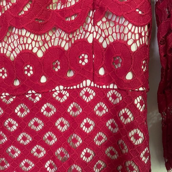 Danny & Nicole Beautiful Red Lace Dress Size 12P - Picture 3 of 7
